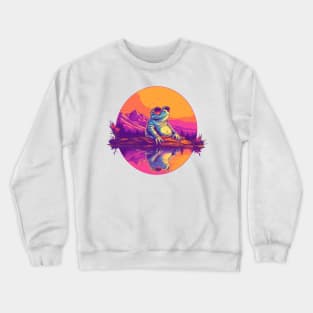 Feelin' groovy with my synthwave frog Crewneck Sweatshirt